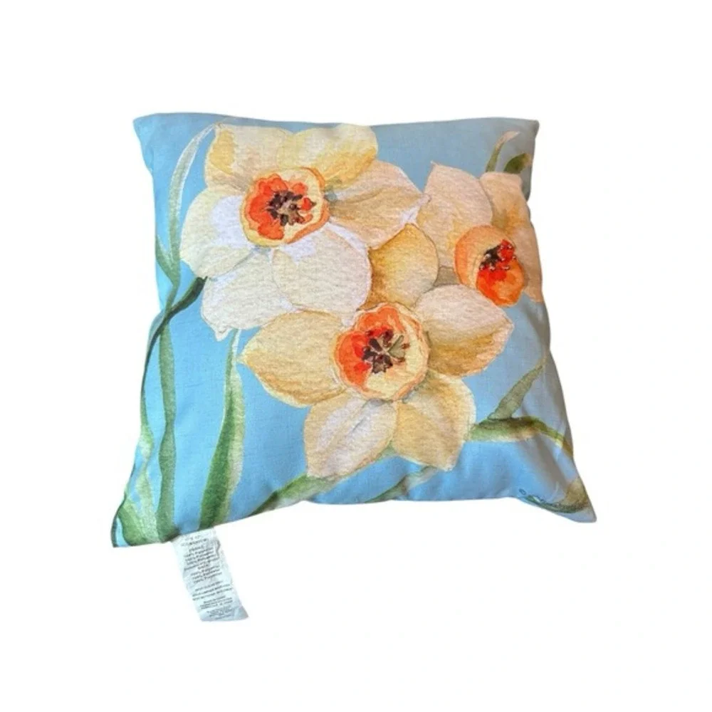 NEW floral blue 17X17 inch throw pillow